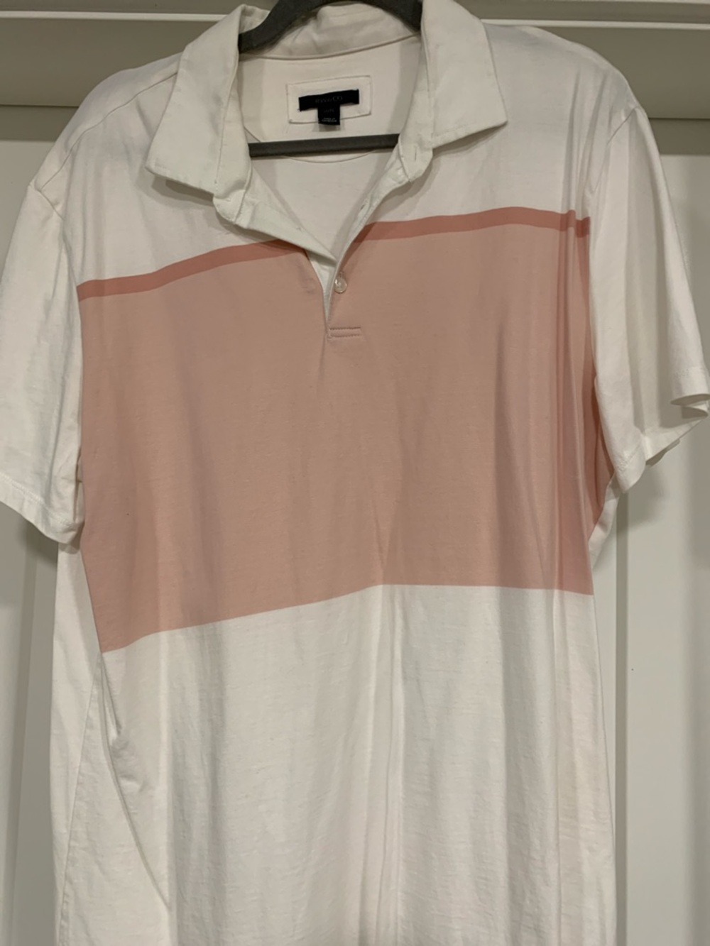 RW&CO. White Polo with Blush Pink Chest Panel